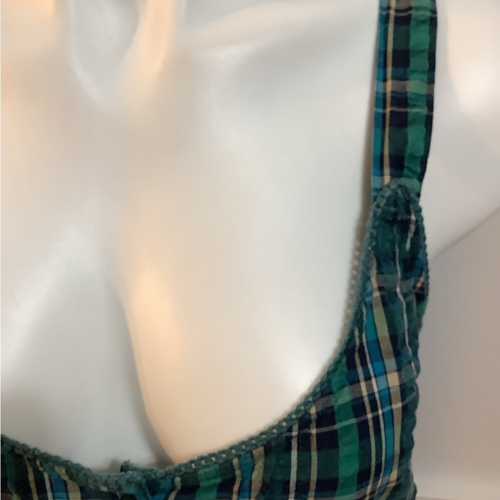 BUTTON DOWN THE FRONT PLAID HALTER TOP - Picture 4 of 5
